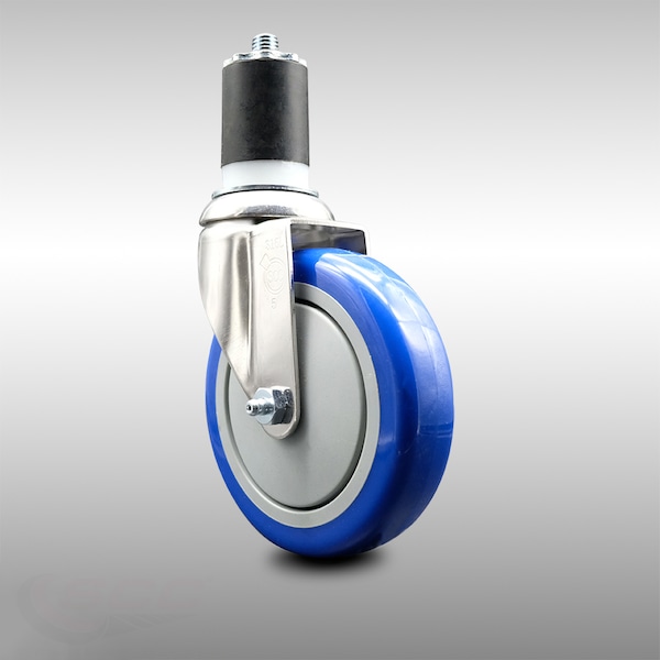 Service Caster 5 Inch 316SS Blue Polyurethane Wheel Swivel 1-7/8 Inch Expanding Stem Caster SCC-SS316EX20S514-PPUB-BLUE-178 - main